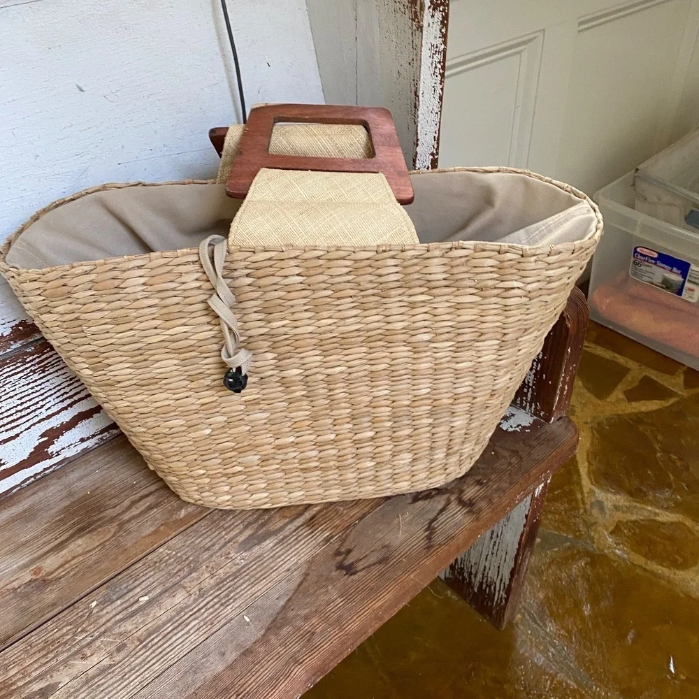 NWOT Anthropologie Aranaz Louise Straw Tote - Picture 11 of 13